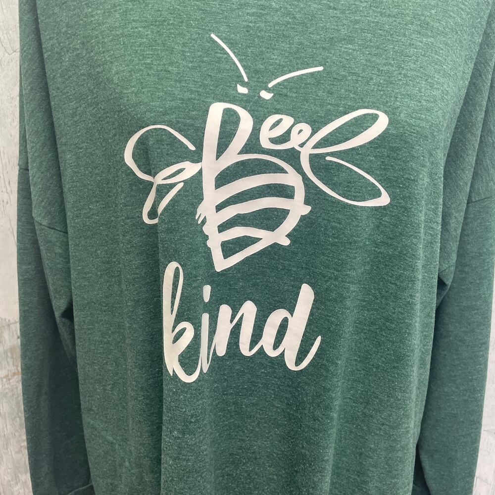 Womens XL Bumble Bee Kind Long Sleeve PolyCotton Long Sleeve Tee w Pockets - Picture 2 of 4